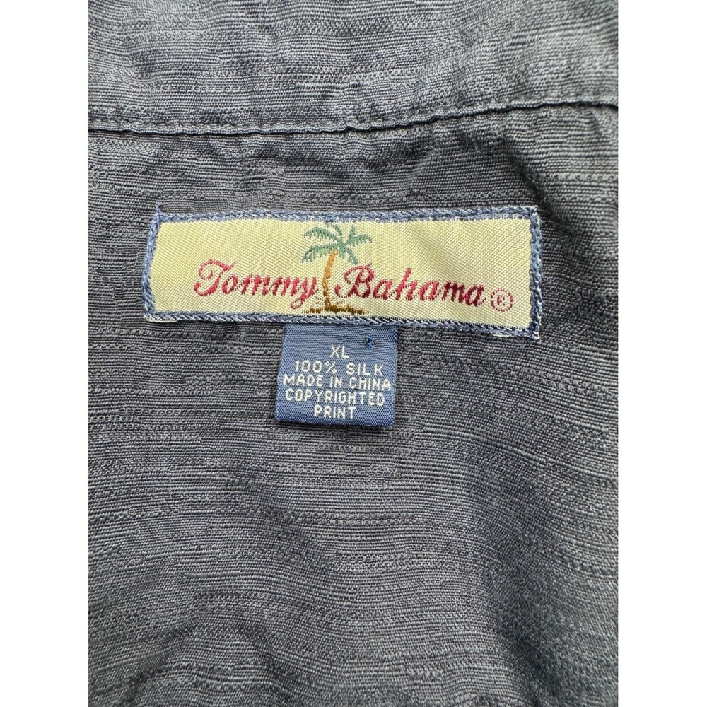 Tommy Bahama Mens XL Black 100% Silk Palm Leaf Shirt Short Sleeve - Picture 6 of 11
